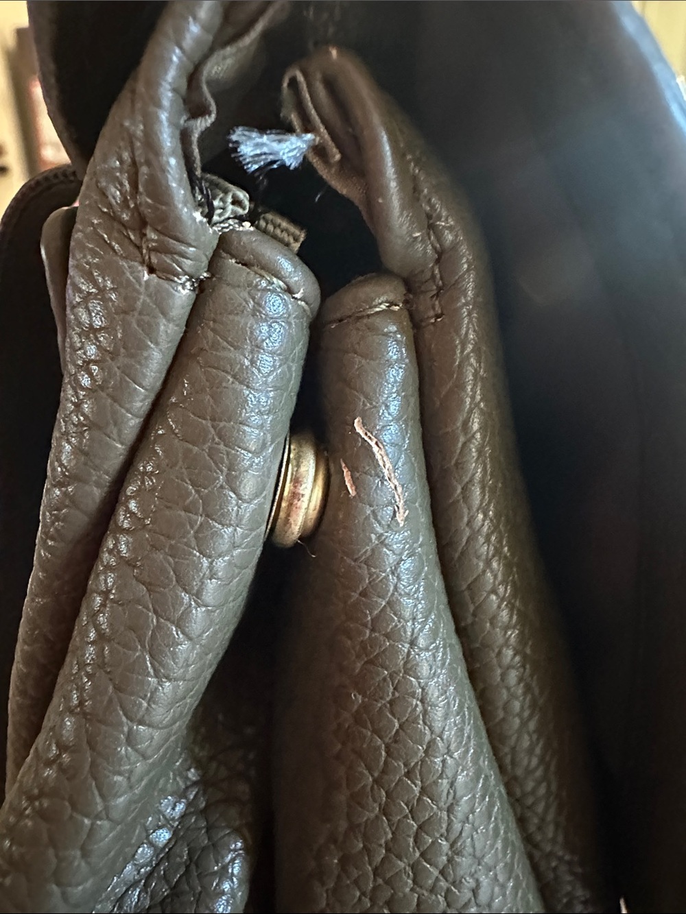 Freshly Picked Olive Pebbled Mini Backpack with Gold Hardware - Picture 5 of 8